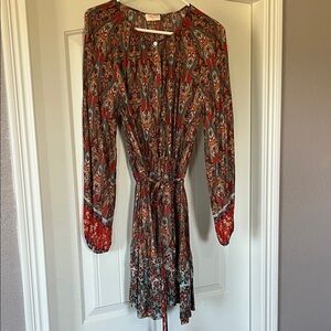 Bohemian/Western Paisley Long Sleeve Dress